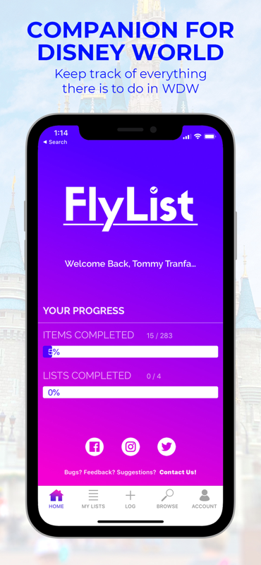 FlyList app interface